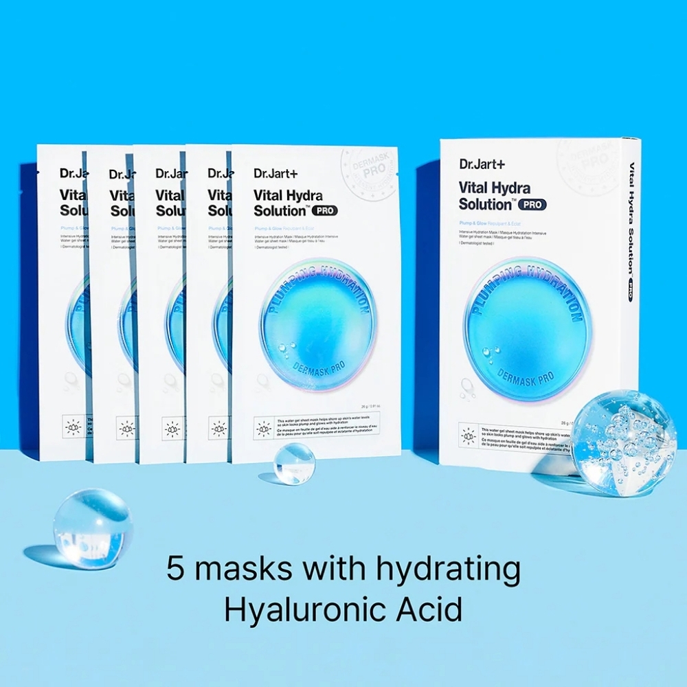 Dr. Jart MasksVital Hydra Solution™ Glow Face Mask with Hyaluronic Acid - 5 Pack